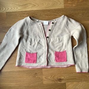 Hanna Andersson tan and pink sweater size 140